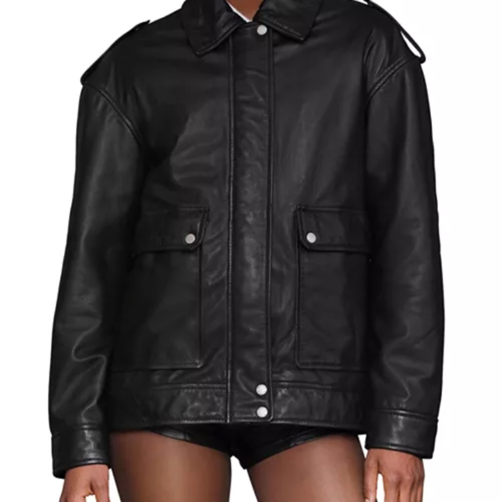 Avec Les Filles Classic Black Leather Jacket